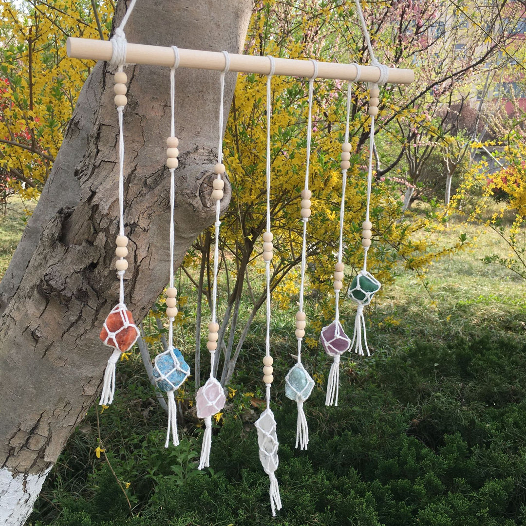 Adornos colgantes de cristal de chakras tejidos a mano estilo bohemio de Olivenorma 