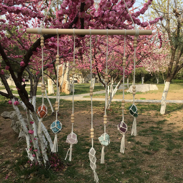 Adornos colgantes de cristal de chakras tejidos a mano estilo bohemio de Olivenorma 