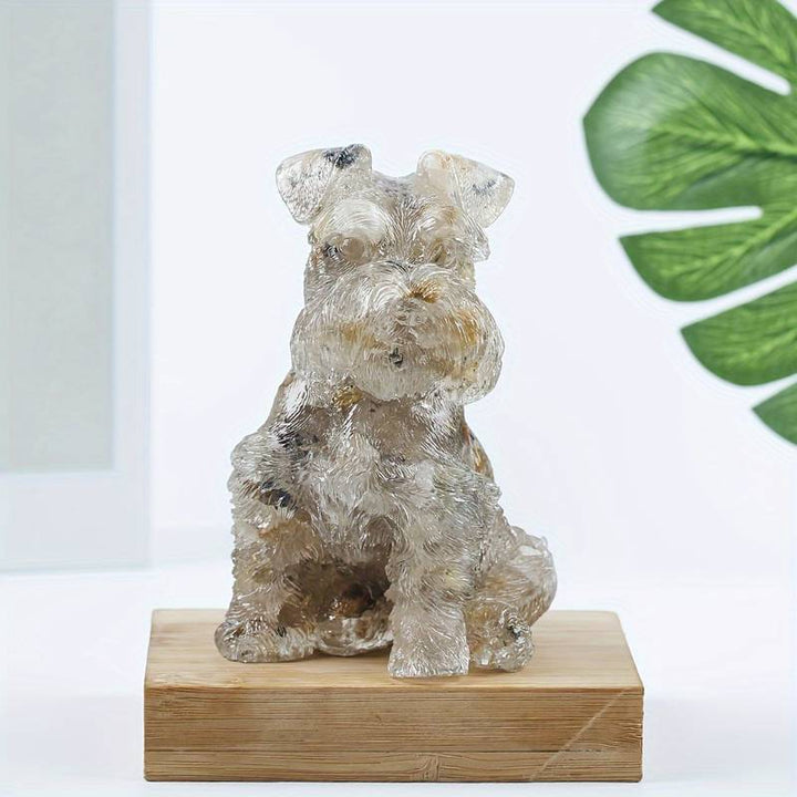 Adorno de perro Schnauzer de resina de cristal de Olivenorma, decoración con piedras preciosas 