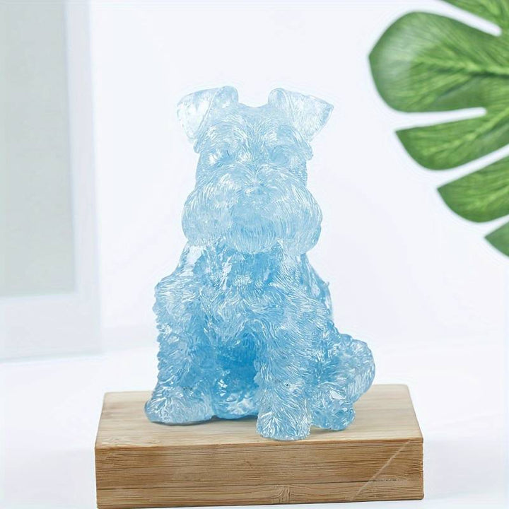 Adorno de perro Schnauzer de resina de cristal de Olivenorma, decoración con piedras preciosas 