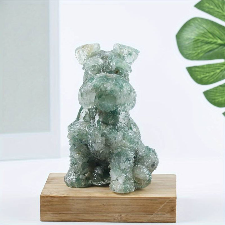 Adorno de perro Schnauzer de resina de cristal de Olivenorma, decoración con piedras preciosas 