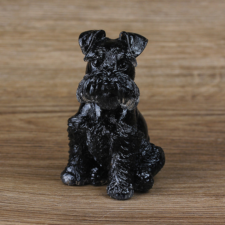 Adorno de perro Schnauzer de resina de cristal de Olivenorma, decoración con piedras preciosas 