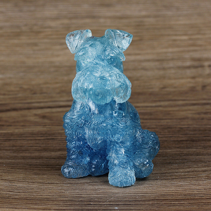 Adorno de perro Schnauzer de resina de cristal de Olivenorma, decoración con piedras preciosas 