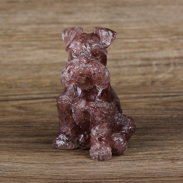 Adorno de perro Schnauzer de resina de cristal de Olivenorma, decoración con piedras preciosas 
