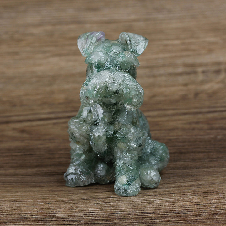 Adorno de perro Schnauzer de resina de cristal de Olivenorma, decoración con piedras preciosas 