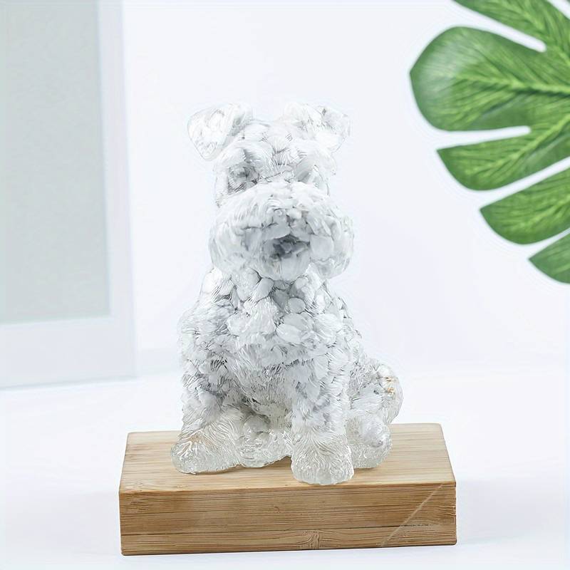 Adorno de perro Schnauzer de resina de cristal de Olivenorma, decoración con piedras preciosas 