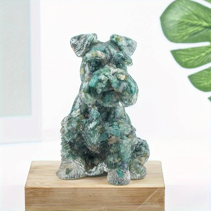 Adorno de perro Schnauzer de resina de cristal de Olivenorma, decoración con piedras preciosas 