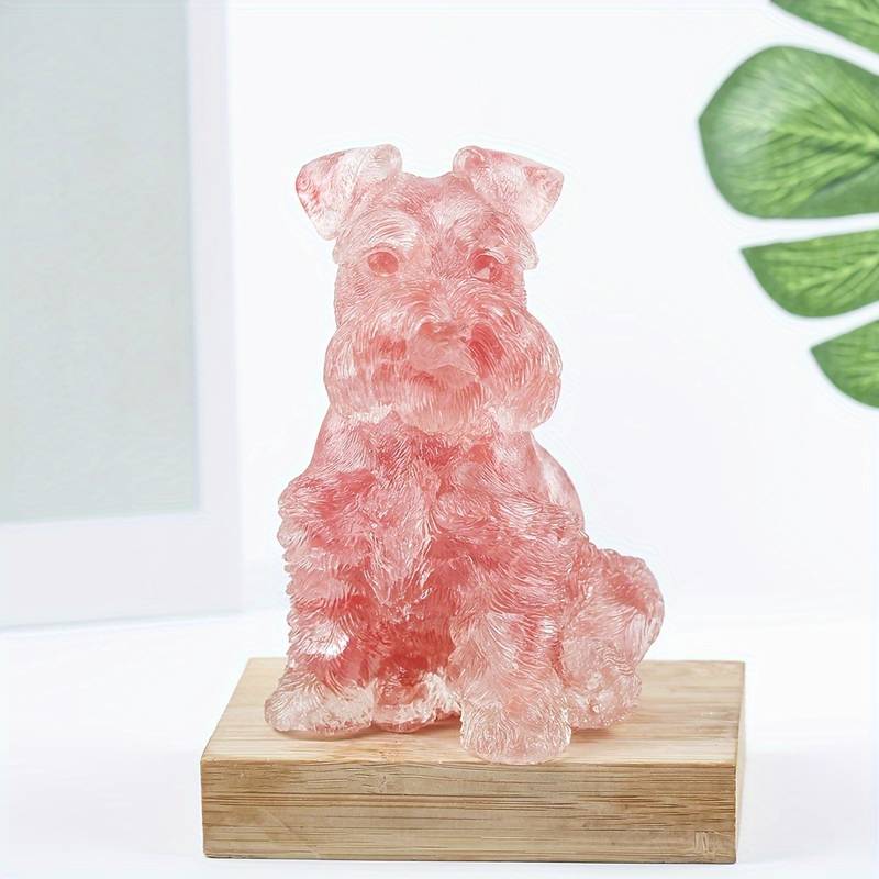 Adorno de perro Schnauzer de resina de cristal de Olivenorma, decoración con piedras preciosas 