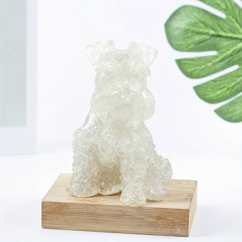 Adorno de perro Schnauzer de resina de cristal de Olivenorma, decoración con piedras preciosas 