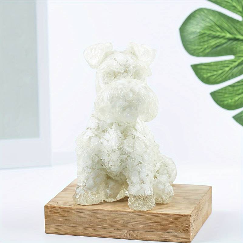 Adorno de perro Schnauzer de resina de cristal de Olivenorma, decoración con piedras preciosas 
