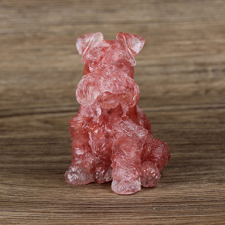 Adorno de perro Schnauzer de resina de cristal de Olivenorma, decoración con piedras preciosas 