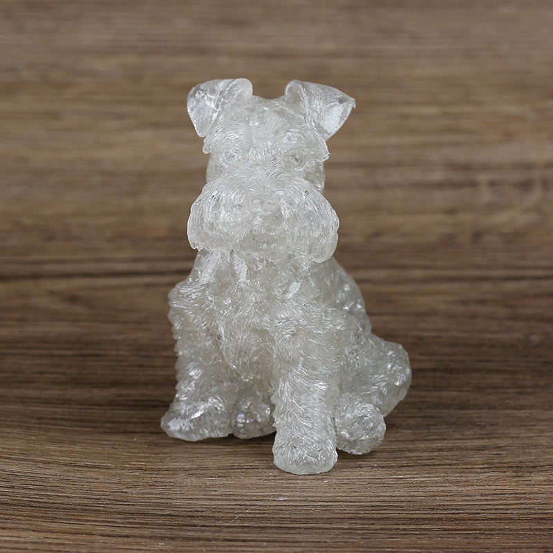 Adorno de perro Schnauzer de resina de cristal de Olivenorma, decoración con piedras preciosas 