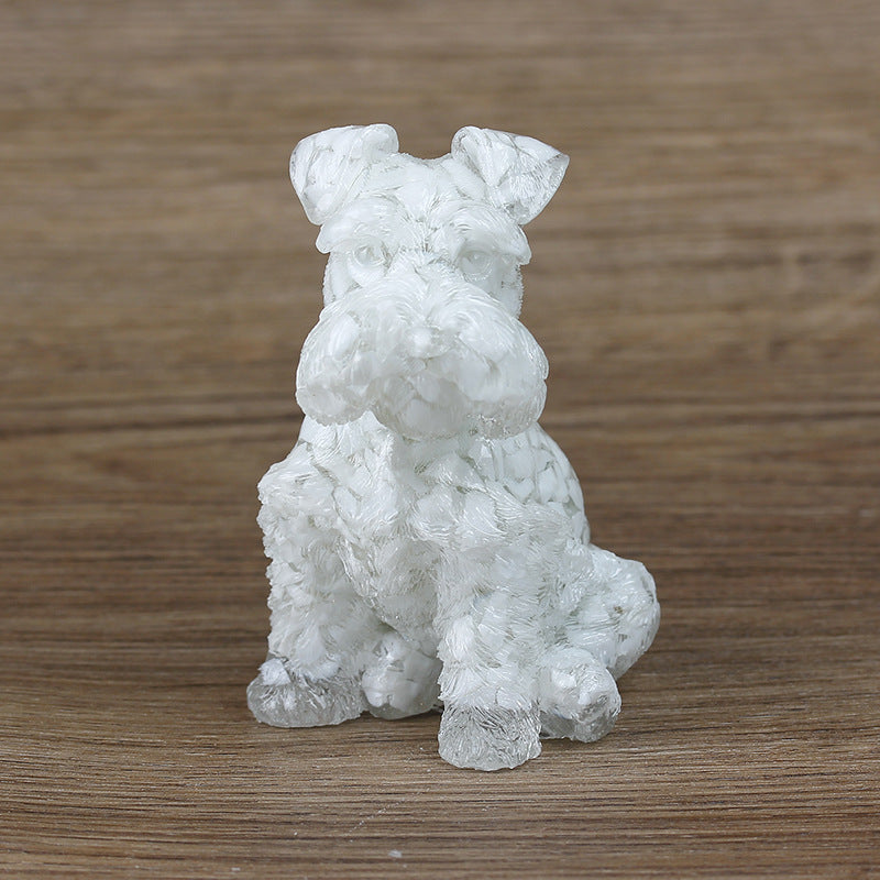 Adorno de perro Schnauzer de resina de cristal de Olivenorma, decoración con piedras preciosas 