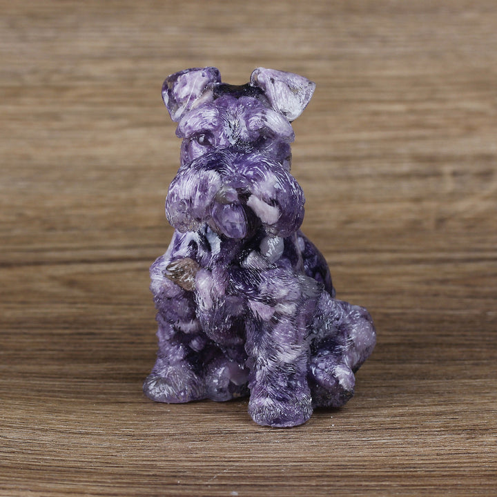 Adorno de perro Schnauzer de resina de cristal de Olivenorma, decoración con piedras preciosas 