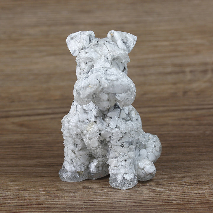 Adorno de perro Schnauzer de resina de cristal de Olivenorma, decoración con piedras preciosas 
