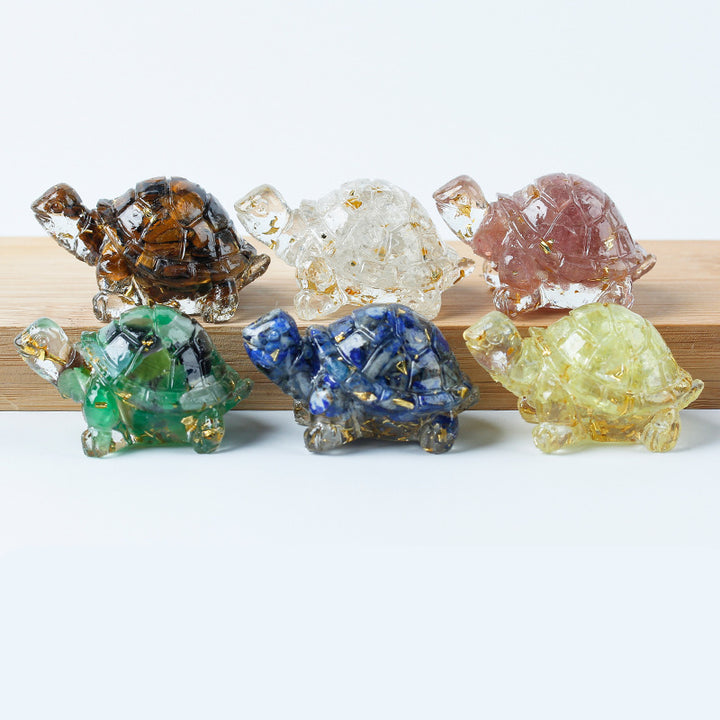 Grava de cristal de Olivenorma con pegamento y decoración de piedras preciosas con forma de tortuga pequeña 