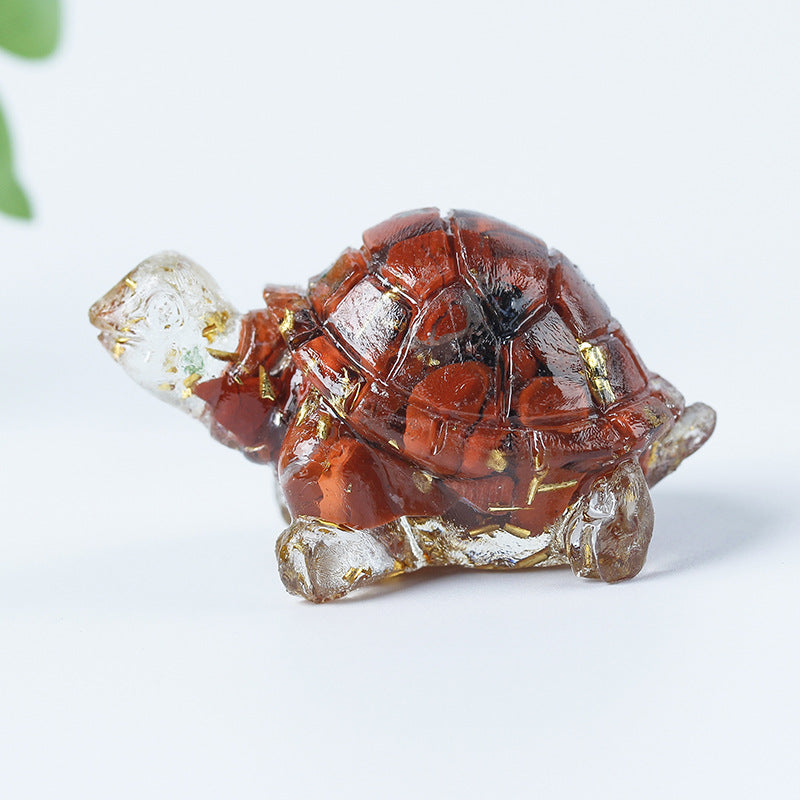 Grava de cristal de Olivenorma con pegamento y decoración de piedras preciosas con forma de tortuga pequeña 