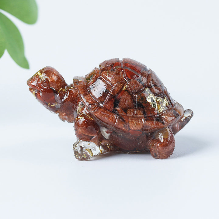 Grava de cristal de Olivenorma con pegamento y decoración de piedras preciosas con forma de tortuga pequeña 