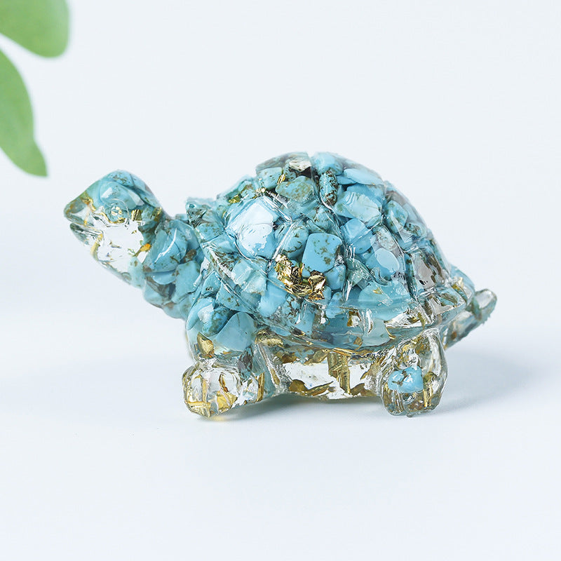 Grava de cristal de Olivenorma con pegamento y decoración de piedras preciosas con forma de tortuga pequeña 