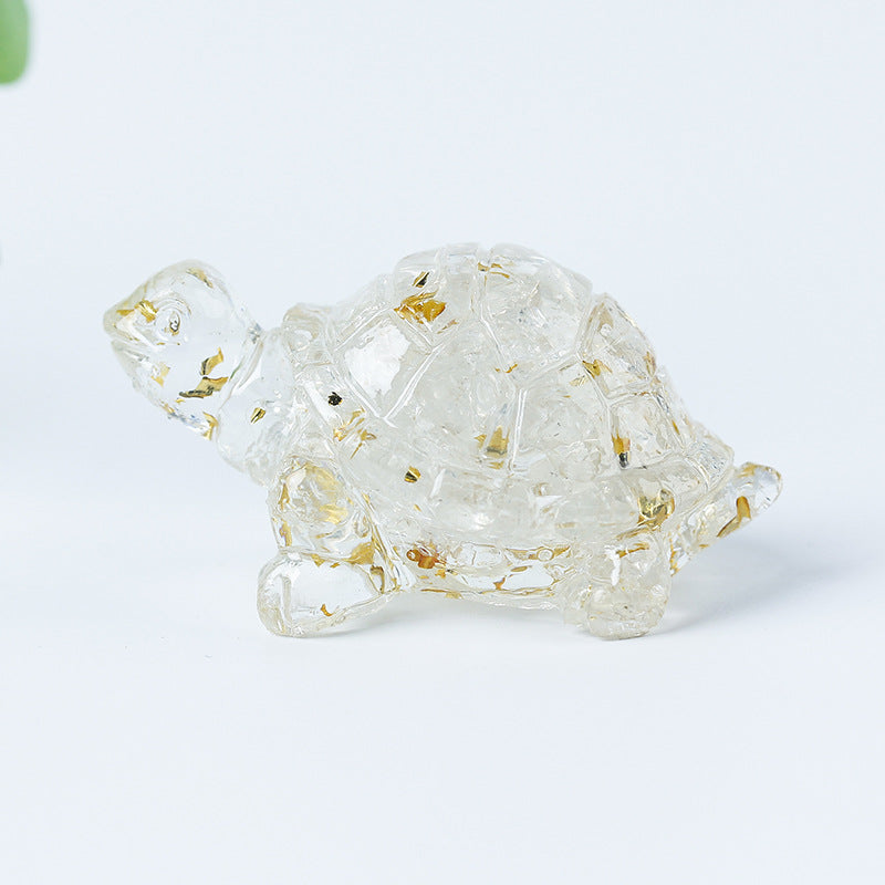 Grava de cristal de Olivenorma con pegamento y decoración de piedras preciosas con forma de tortuga pequeña 