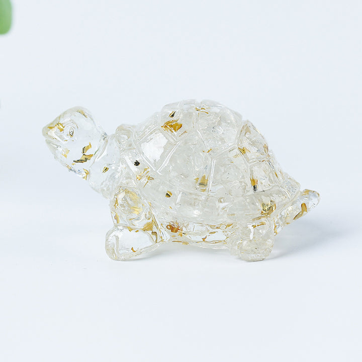 Grava de cristal de Olivenorma con pegamento y decoración de piedras preciosas con forma de tortuga pequeña 