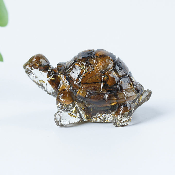 Grava de cristal de Olivenorma con pegamento y decoración de piedras preciosas con forma de tortuga pequeña 
