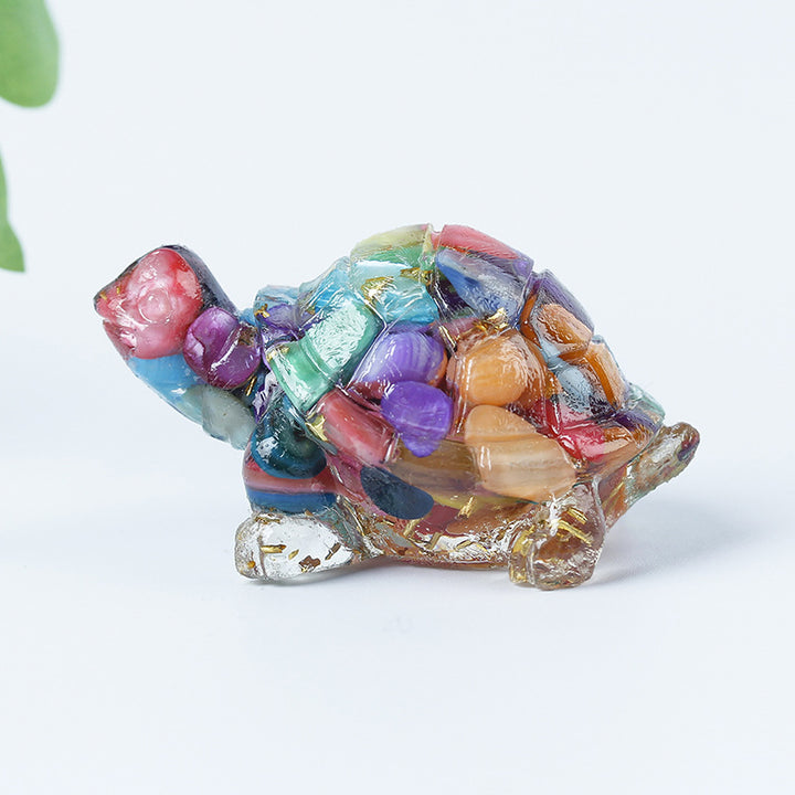 Grava de cristal de Olivenorma con pegamento y decoración de piedras preciosas con forma de tortuga pequeña 
