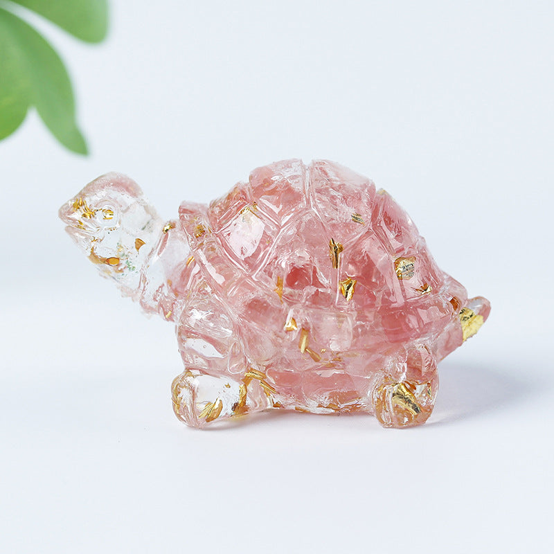 Grava de cristal de Olivenorma con pegamento y decoración de piedras preciosas con forma de tortuga pequeña 