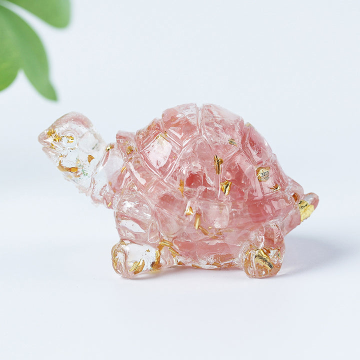 Grava de cristal de Olivenorma con pegamento y decoración de piedras preciosas con forma de tortuga pequeña 