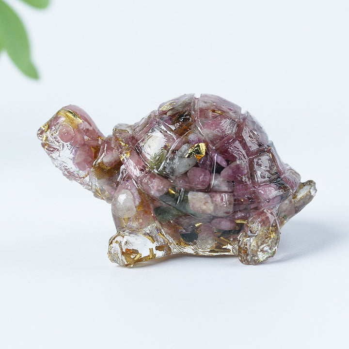 Grava de cristal de Olivenorma con pegamento y decoración de piedras preciosas con forma de tortuga pequeña 
