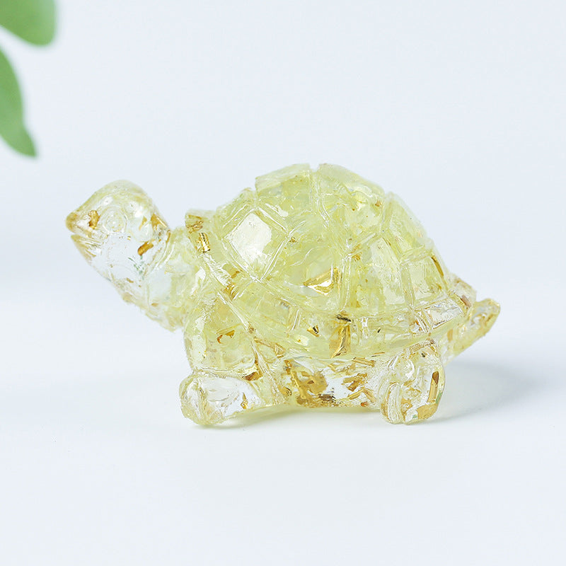 Grava de cristal de Olivenorma con pegamento y decoración de piedras preciosas con forma de tortuga pequeña 