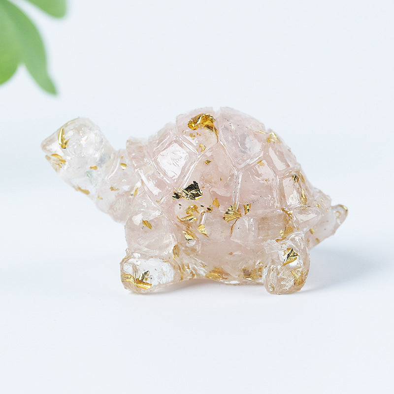 Grava de cristal de Olivenorma con pegamento y decoración de piedras preciosas con forma de tortuga pequeña 
