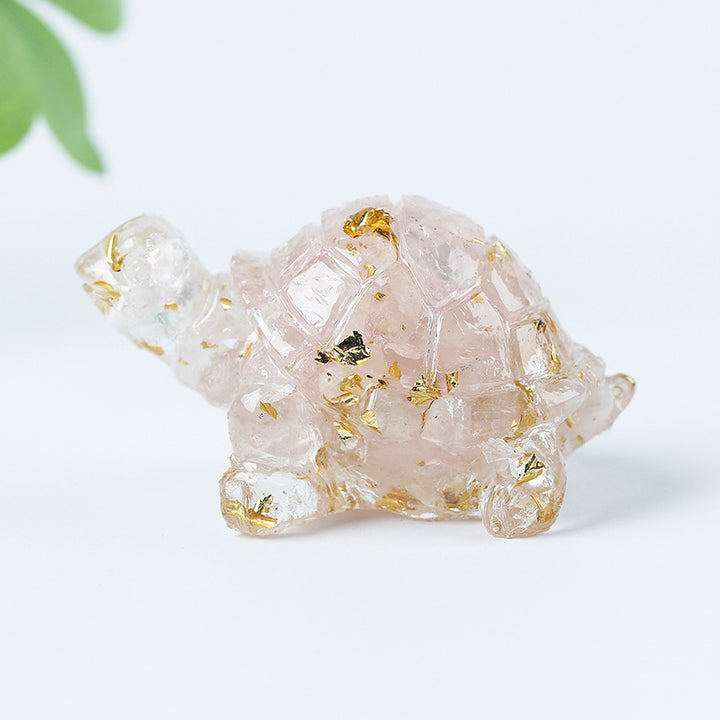Grava de cristal de Olivenorma con pegamento y decoración de piedras preciosas con forma de tortuga pequeña 