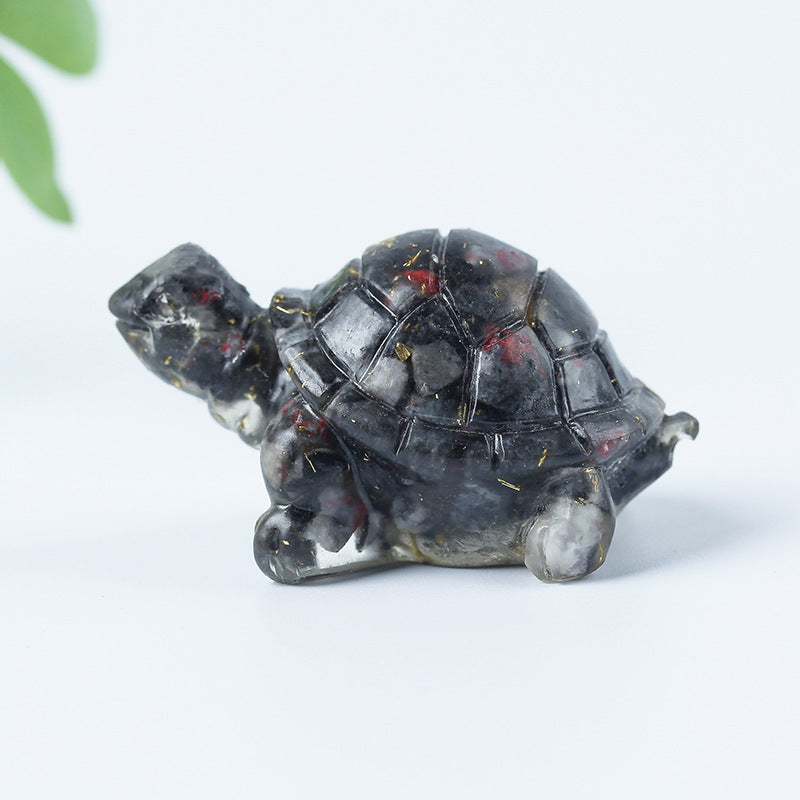 Grava de cristal de Olivenorma con pegamento y decoración de piedras preciosas con forma de tortuga pequeña 