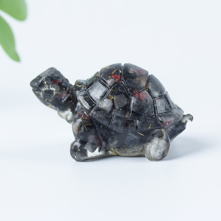 Grava de cristal de Olivenorma con pegamento y decoración de piedras preciosas con forma de tortuga pequeña 