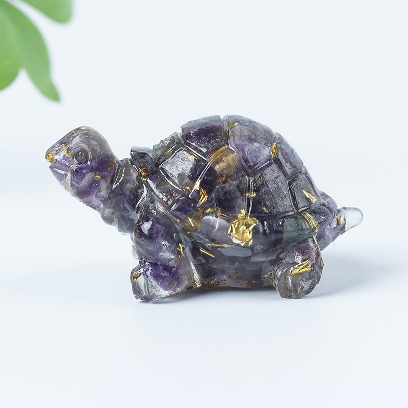 Grava de cristal de Olivenorma con pegamento y decoración de piedras preciosas con forma de tortuga pequeña 