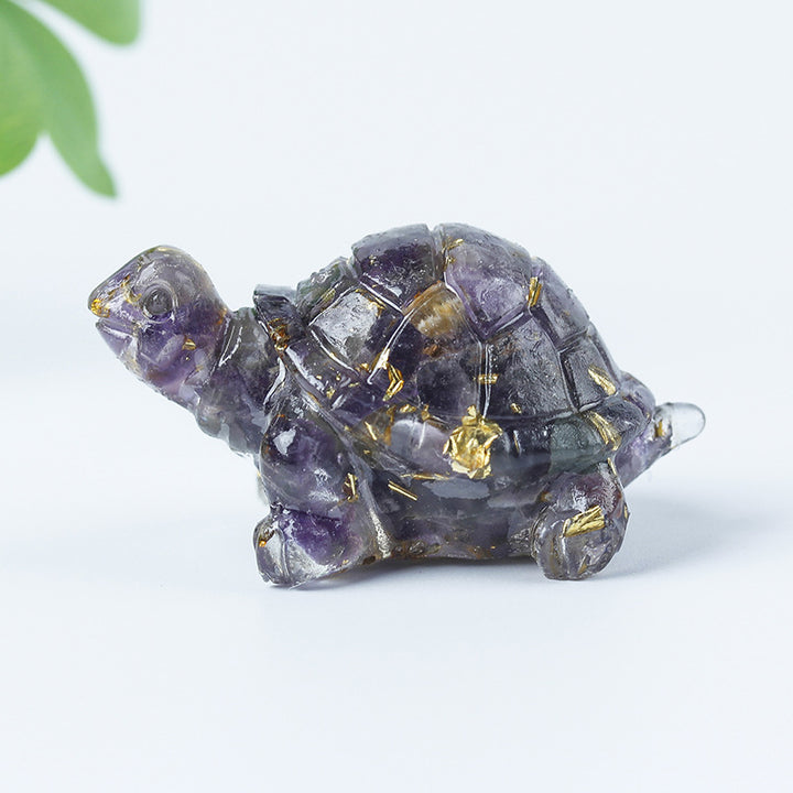 Grava de cristal de Olivenorma con pegamento y decoración de piedras preciosas con forma de tortuga pequeña 
