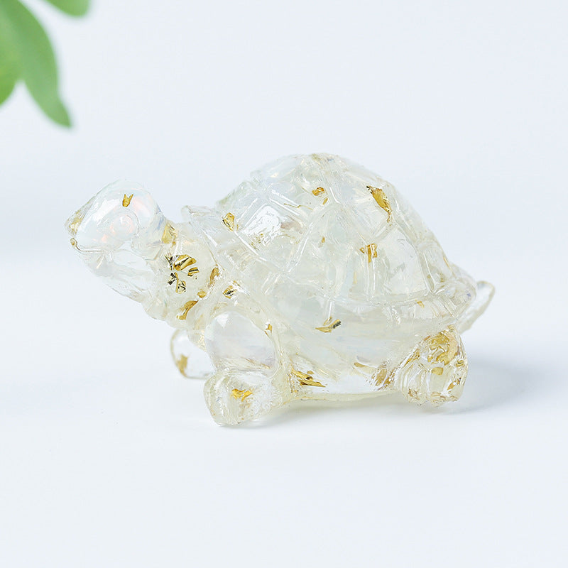 Grava de cristal de Olivenorma con pegamento y decoración de piedras preciosas con forma de tortuga pequeña 