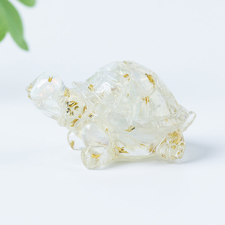 Grava de cristal de Olivenorma con pegamento y decoración de piedras preciosas con forma de tortuga pequeña 
