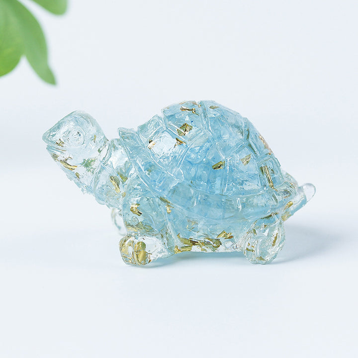 Grava de cristal de Olivenorma con pegamento y decoración de piedras preciosas con forma de tortuga pequeña 