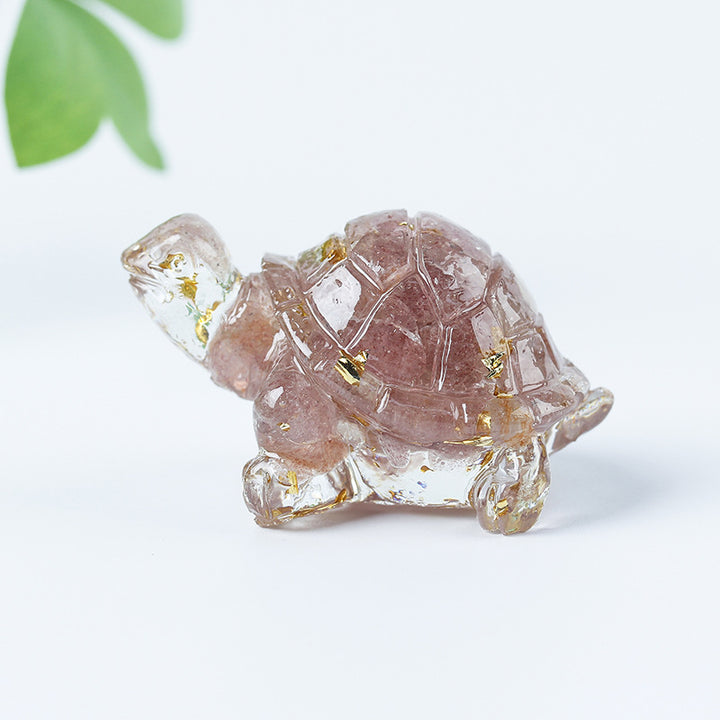 Grava de cristal de Olivenorma con pegamento y decoración de piedras preciosas con forma de tortuga pequeña 