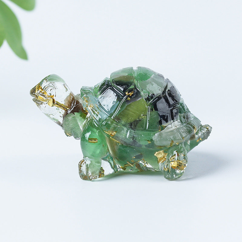 Grava de cristal de Olivenorma con pegamento y decoración de piedras preciosas con forma de tortuga pequeña 