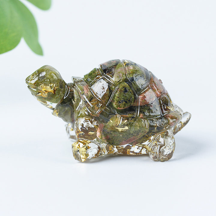 Grava de cristal de Olivenorma con pegamento y decoración de piedras preciosas con forma de tortuga pequeña 