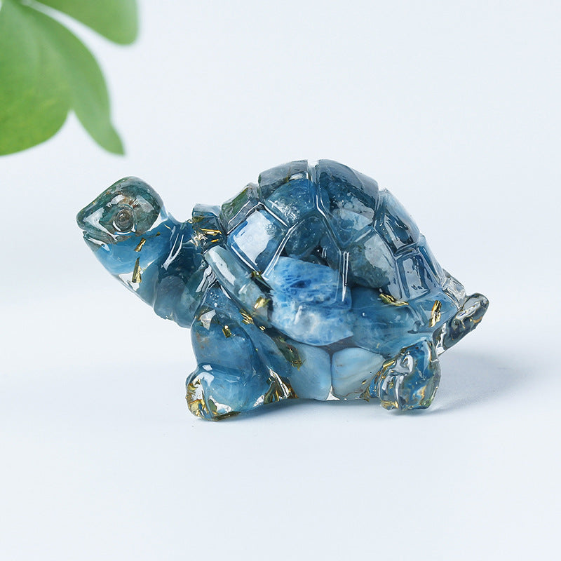 Grava de cristal de Olivenorma con pegamento y decoración de piedras preciosas con forma de tortuga pequeña 