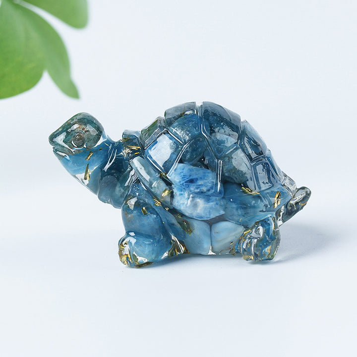 Grava de cristal de Olivenorma con pegamento y decoración de piedras preciosas con forma de tortuga pequeña 