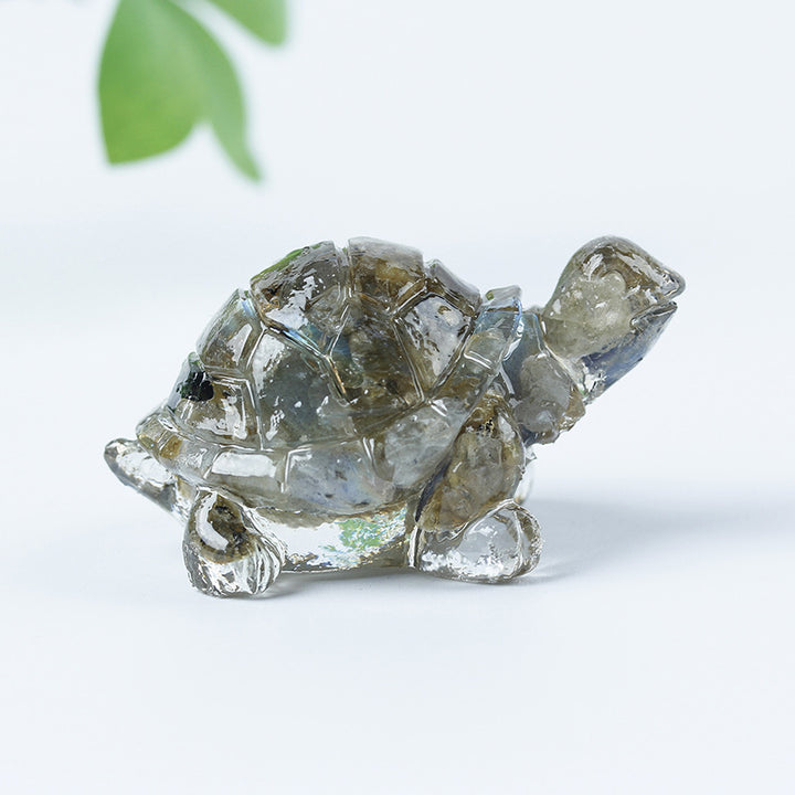 Grava de cristal de Olivenorma con pegamento y decoración de piedras preciosas con forma de tortuga pequeña 