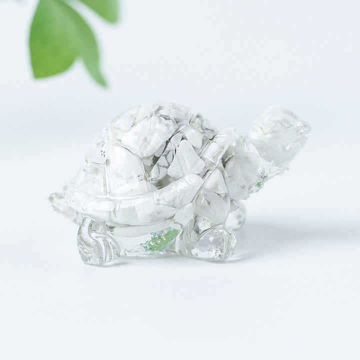 Grava de cristal de Olivenorma con pegamento y decoración de piedras preciosas con forma de tortuga pequeña 