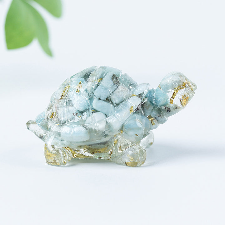 Grava de cristal de Olivenorma con pegamento y decoración de piedras preciosas con forma de tortuga pequeña 