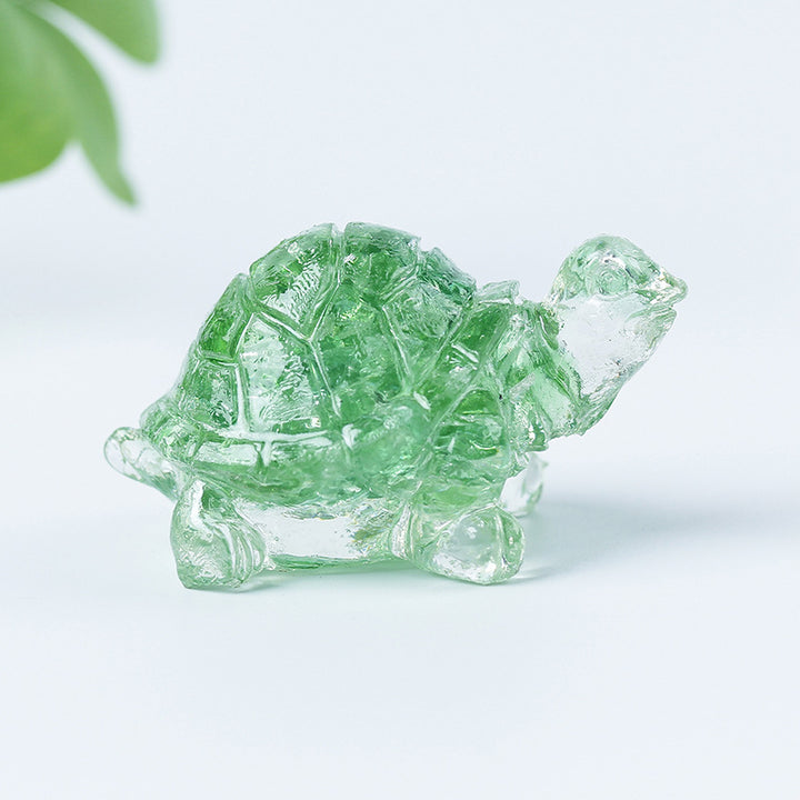 Grava de cristal de Olivenorma con pegamento y decoración de piedras preciosas con forma de tortuga pequeña 