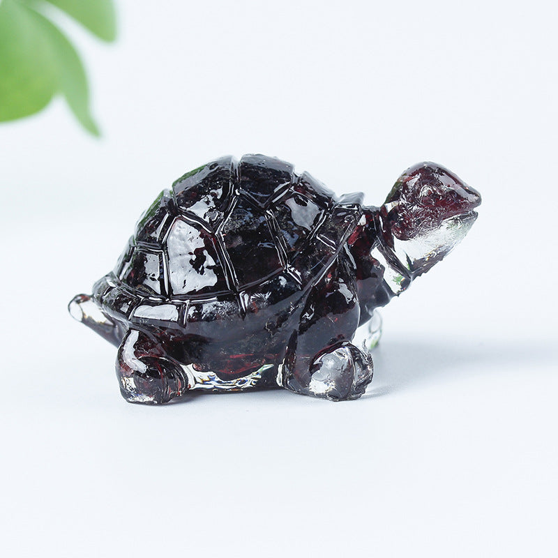 Grava de cristal de Olivenorma con pegamento y decoración de piedras preciosas con forma de tortuga pequeña 